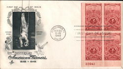 100th Anniversary American Turners 1848-1948 Sound mind, sound body Plate Block of Stamps First Day Cover