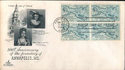 300th Anniversary of the Founding of Annapolis, MD Block of Stamps First Day Cover