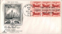 6-cent Air Mail Booklet Pane - Official Cachet Block of Stamps First Day Cover