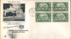 75th Anniversary American Bankers Association Block of Stamps First Day Cover
