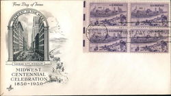 Midwest Centennial Celebration 1850-1950 Block of Stamps First Day Cover