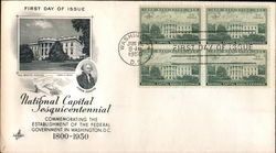 National Capital Sesquicentennial 1800-1950 Block of Stamps First Day Cover