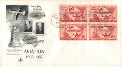 Golden Anniversary of Aviation 1903-1953 Block of Stamps First Day Cover