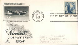 4c Airmail Postage Stamp 1954 First Day Cover