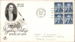 James Monroe Block of Stamps First Day Cover