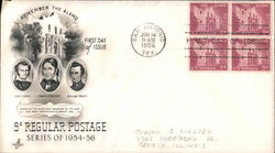9c Regular Postage Series of 1954-56 Block of Stamps First Day Cover