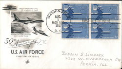 50th Anniversary of U.S. Air Force Block of Stamps First Day Cover