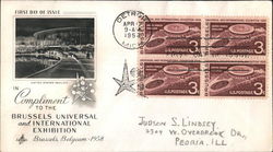 In Compliment to the Brussels Universal and International Exhibition Block of Stamps First Day Cover