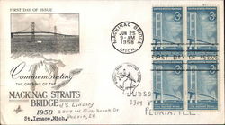 Commemorating the Opening of the Mackinac Straits Bridge, 1958, St. Ignace, Mich. First Day Cover