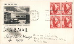 Post Card Stamp 1958 Block of Stamps First Day Cover