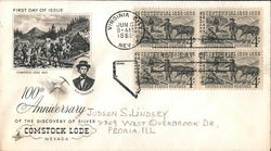 100th Anniversary of the Discovery of Silver - Comstock Lode Nevada Block of Stamps First Day Cover