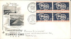 Commemorating Opening of the St. Lawrence Seaway 1959 Block of Stamps First Day Cover