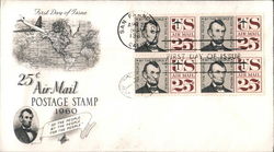 25c Air Mail Postage Stamp 1960 Block of Stamps First Day Cover
