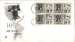 10c Air Mail Stamp Series of 1960 Block of Stamps First Day Cover