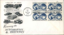 Honoring the Automotive Industry Block of Stamps First Day Cover