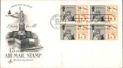 15 Cent Air Mail Stamp Block of Stamps First Day Cover