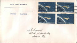 After 5 days return to Peoria, Illinois Block of Stamps First Day Cover