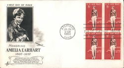 Honoring Amelia Earhart Block of Stamps First Day Covers First Day Cover First Day Cover First Day Cover