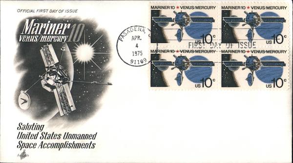 Mariner 10 Venus / Mercury Saluting United States Unmanned Space Accomplishments Block of Stamps