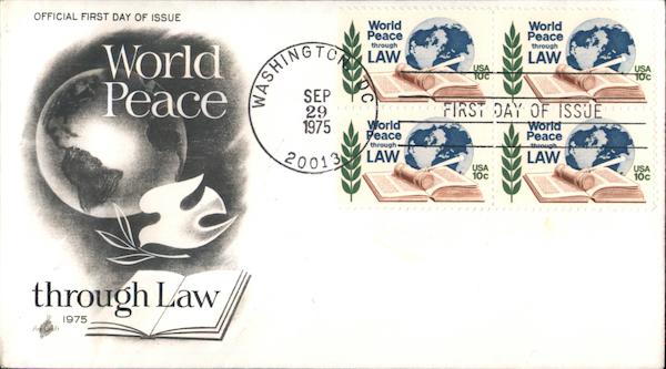 World Peace Through Law 1975 Block of Stamps First Day Covers