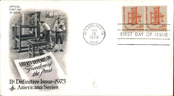 Liberty Depends on Freedom of the Press, 11c Definitive Issue-1975 Americana Series