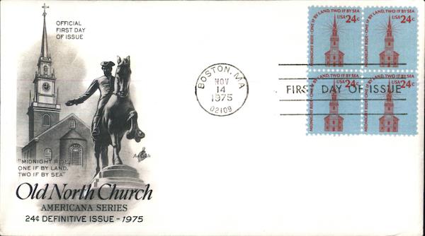 Old North Church, Americana Series Block of Stamps