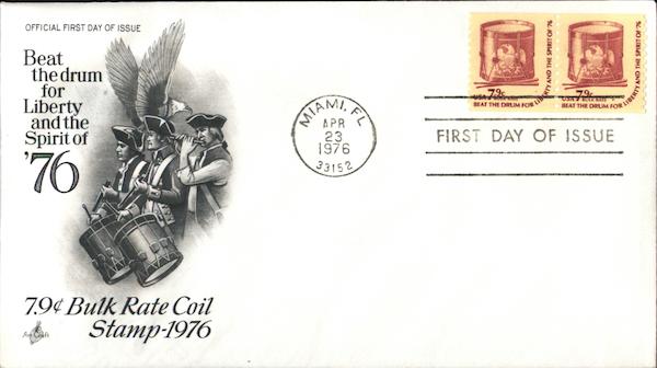 7.9¢ Bulk Rate Coil Stamp 1976 First Day Covers