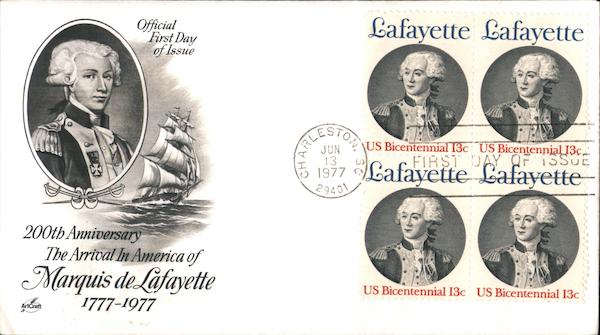200th Anniversary The Arrival in America of Marquis de Lafayette
