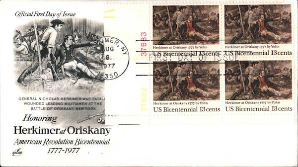 Honoring Herkimer at Oriskany - American Revolution Bicentennial 1777-1977 Block of Stamps