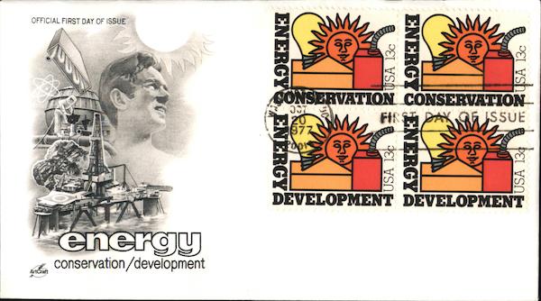 Energy Conservation/Development Block of Stamps First Day Covers
