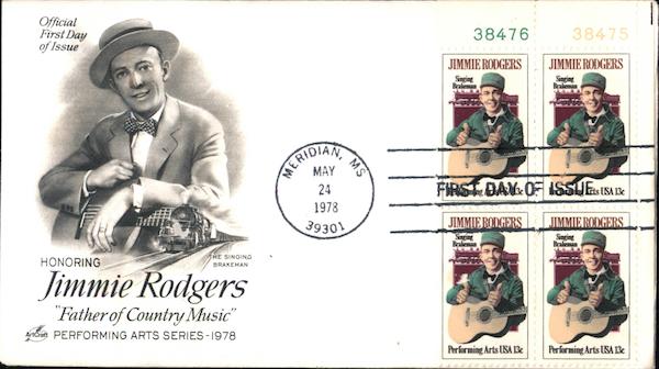Honoring Jimmie Rodgers Father of Country Music Performing Arts Series - 1978 Block of Stamps
