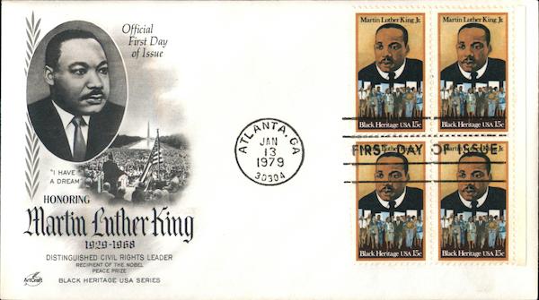 Honoring Martin Luther King 1929-1968 - Black Heritage USA Series Block of Stamps