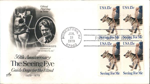 50th Anniversary The Seeing Eye - Guide Dogs for the Blind Block of Stamps