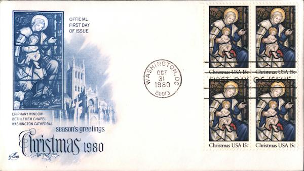 Season's Greetings - Christmas 1980 Block of Stamps
