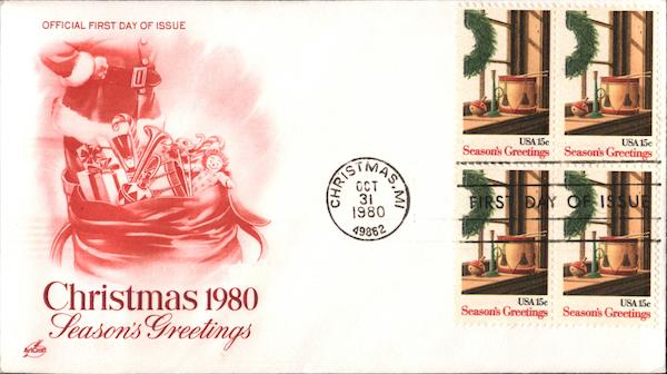 Christmas 1980 - Season's Greetings Block of Stamps