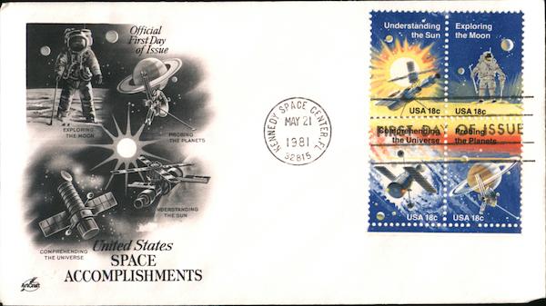 United Space Space Accomplishments Block of Stamps