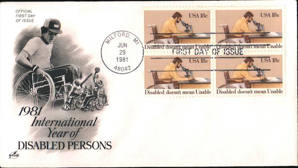 1981 International Year of Disabled Persons Block of Stamps