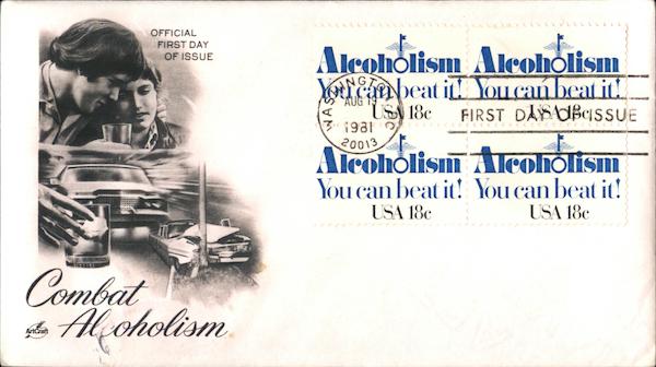 Combat Alcoholism Block of Stamps First Day Covers