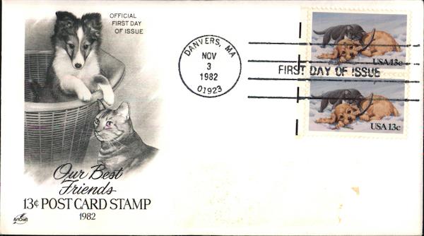 Our Best Friends 13¢ Post Card Stamp 1982 First Day Covers