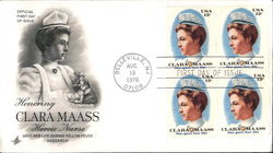Honoring Clara Maass - Heroic Nurse Block of Stamps First Day Cover