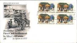 First Civil Settlement in Alta, California by Spain in 1777 Block of Stamps First Civil Settlement in Alta, California by Spain in 1777 Block of Stamps