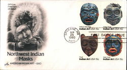 Northwest Indian Masks - American Indian Art 1980 Block of Stamps Northwest Indian Masks - American Indian Art 1980 Block of Stamps