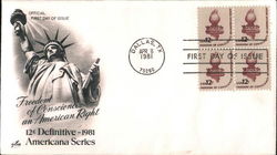 Freedom of Conscience an American Right - 12¢ Definitive - 1981 Americana Series Block of Stamps Freedom of Conscience an American Right - 12¢ Definitive - 1981 Americana Series Block of Stamps