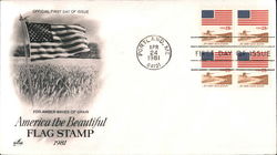 America the Beautiful Flag Stamp 1981 Block of Stamps America the Beautiful Flag Stamp 1981 Block of Stamps