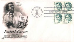 Rachel L. Carson, Science Writer and Biologist Block of Stamps First Day Cover