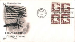 Change of Rate Postage "C" Issue Block of Stamps First Day Cover