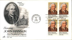 Honoring John Hanson - First President of Congress Under the Articles of Confederation 1781-1782 Block of Stamps First Day Cover First Day Cover