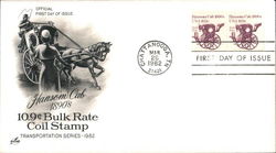 Hansom Can 1980s - 10.9¢ Bulk Rate Coil Stamp - Transportation Series 1982 First Day Cover