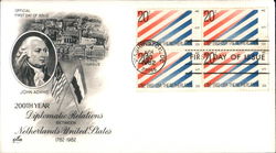 200th Year Diplomatic Relations between Netherlands-United States 1782-1982 Block of Stamps First Day Cover