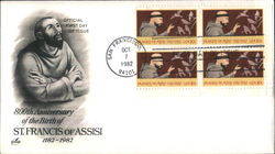 800th Anniversary of the Birth of St. Francis of Assisi 1182-1982 Block of Stamps First Day Cover